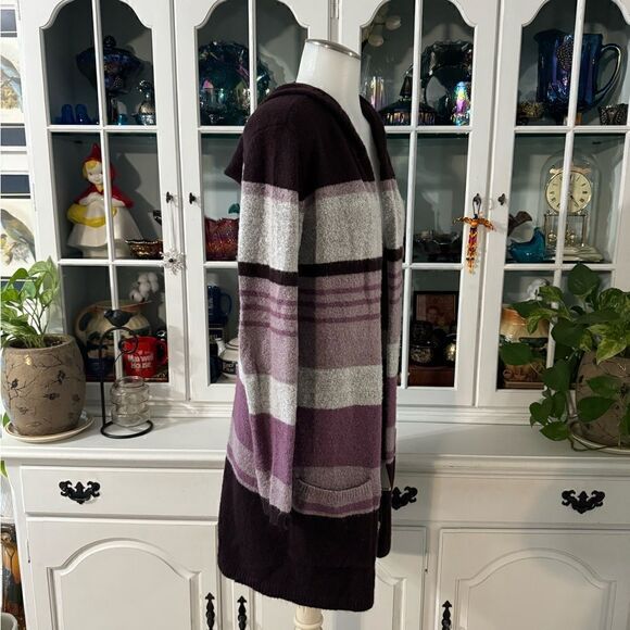 Hannah Cardigan Long Hooded Striped Size Small - Picture 4 of 8